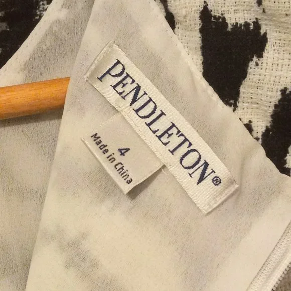 Pendleton Half Zip Dress Black & White GUC Size 4 - Picture 2 of 12